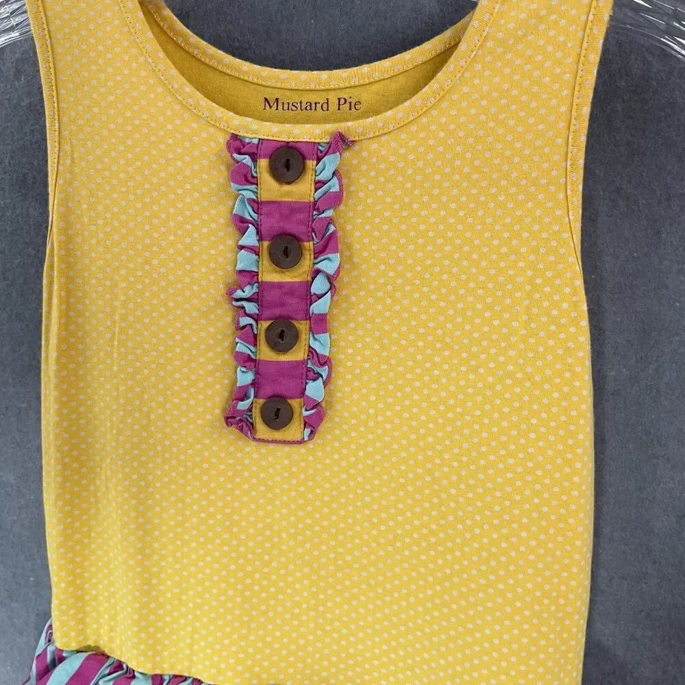 Mustard Pie Dress Girls 8 Lace Ruffle Sleeveless‎ Tiered Button Country Twirl